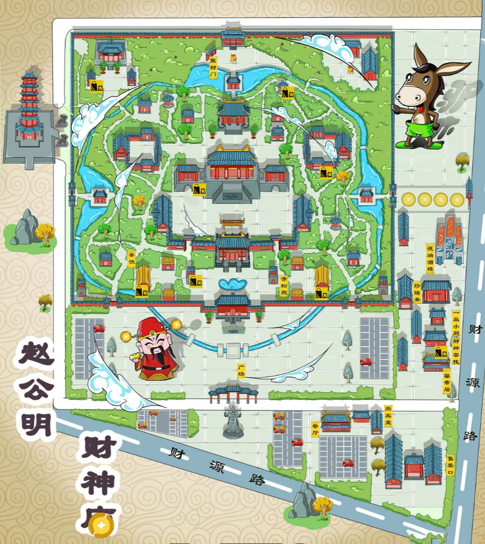 玉龙寺庙类手绘地图